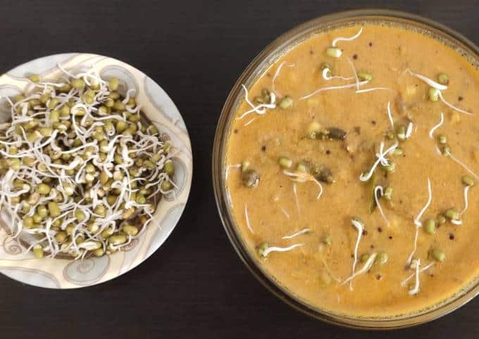 how to make pachai payaru sprout gravy in tamil