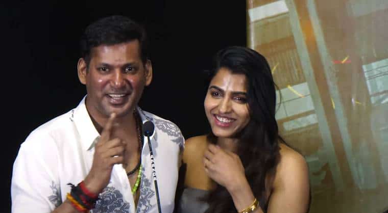 vishal and sai dhanshika announced their marriage on stage  