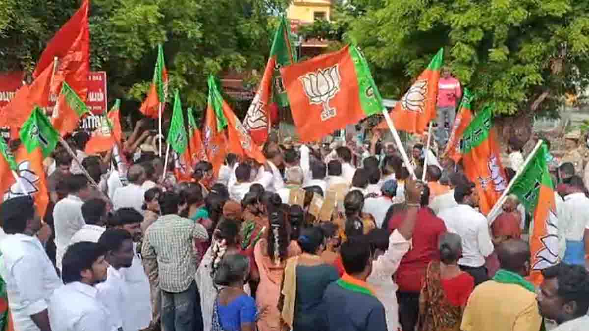 கும்மிடிப்பூண்டி சிறுமிக்கு நீதி கேட்டு போராட்டம்… குவிந்த பாஜகவினரை குண்டுக்கட்டாக கைது செய்த போலீஸ்!!