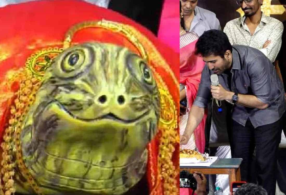 கேக்கிற்கு பதில் பிரியாணியை வெட்டிய விஜய் ஆண்டனி; ஆமைக்கு மரியாதை! என்னப்பா இது?