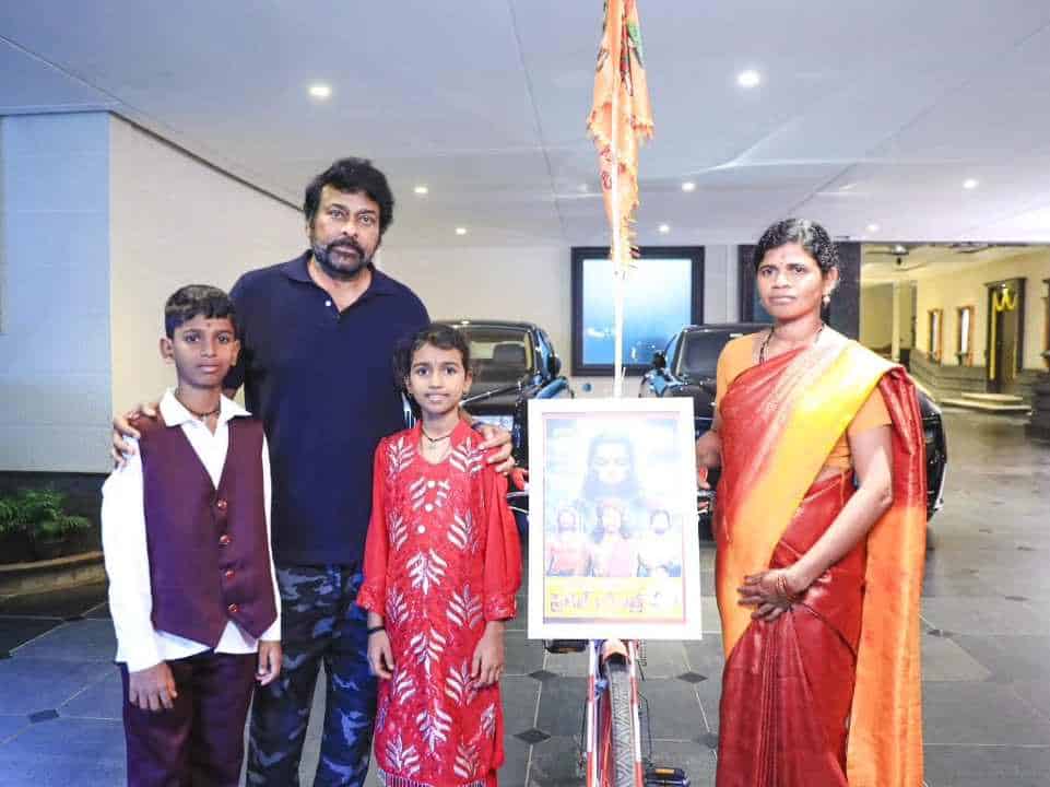 Chiranjeevi meet his female fan and assure her children education