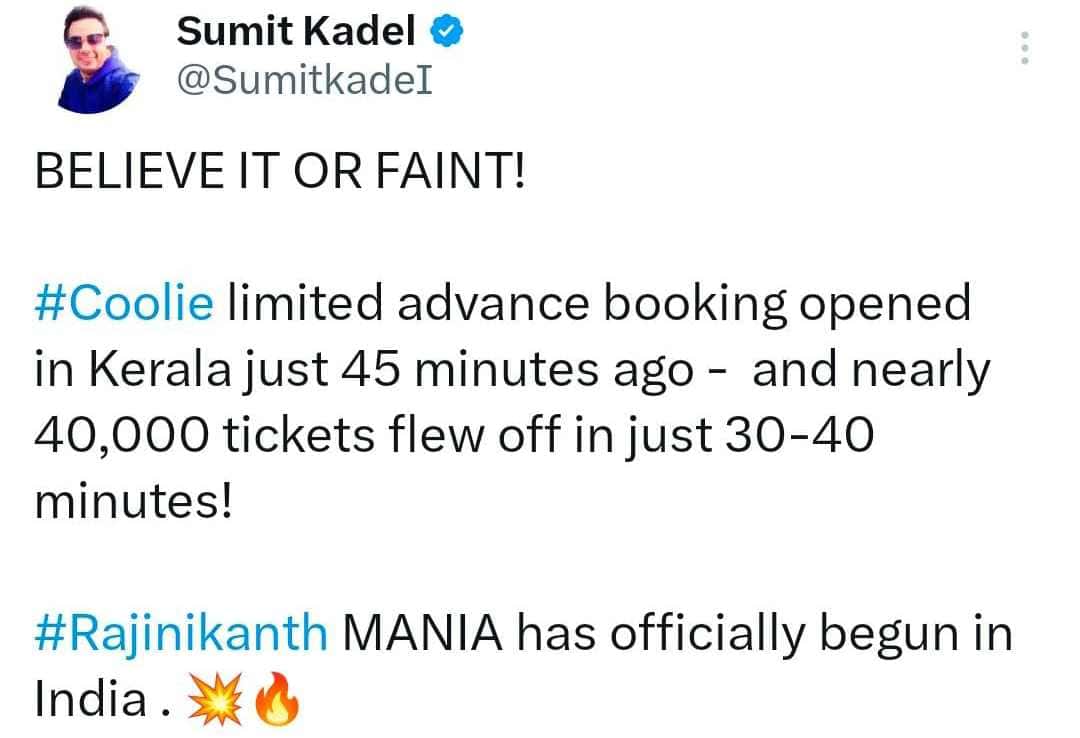Coolie movie 40000 tickets flew off in just 30 minutes in kerala
