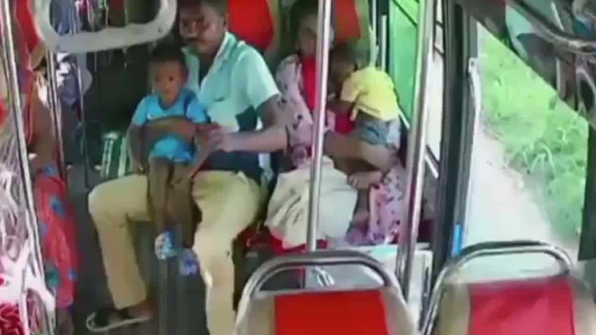 சடன் பிரேக் போட்டதால் பேருந்தில் இருந்து விழுந்த கைக்குழந்தை.. பகீர் வீடியோ!